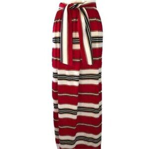 Maxi Skirt Womens Vintage Red Blue Knit Matching Sash Handmade Back Zipper